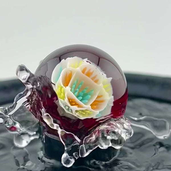 Bennie Glass 27mm ‘Orange Flower Implosion’ Marble